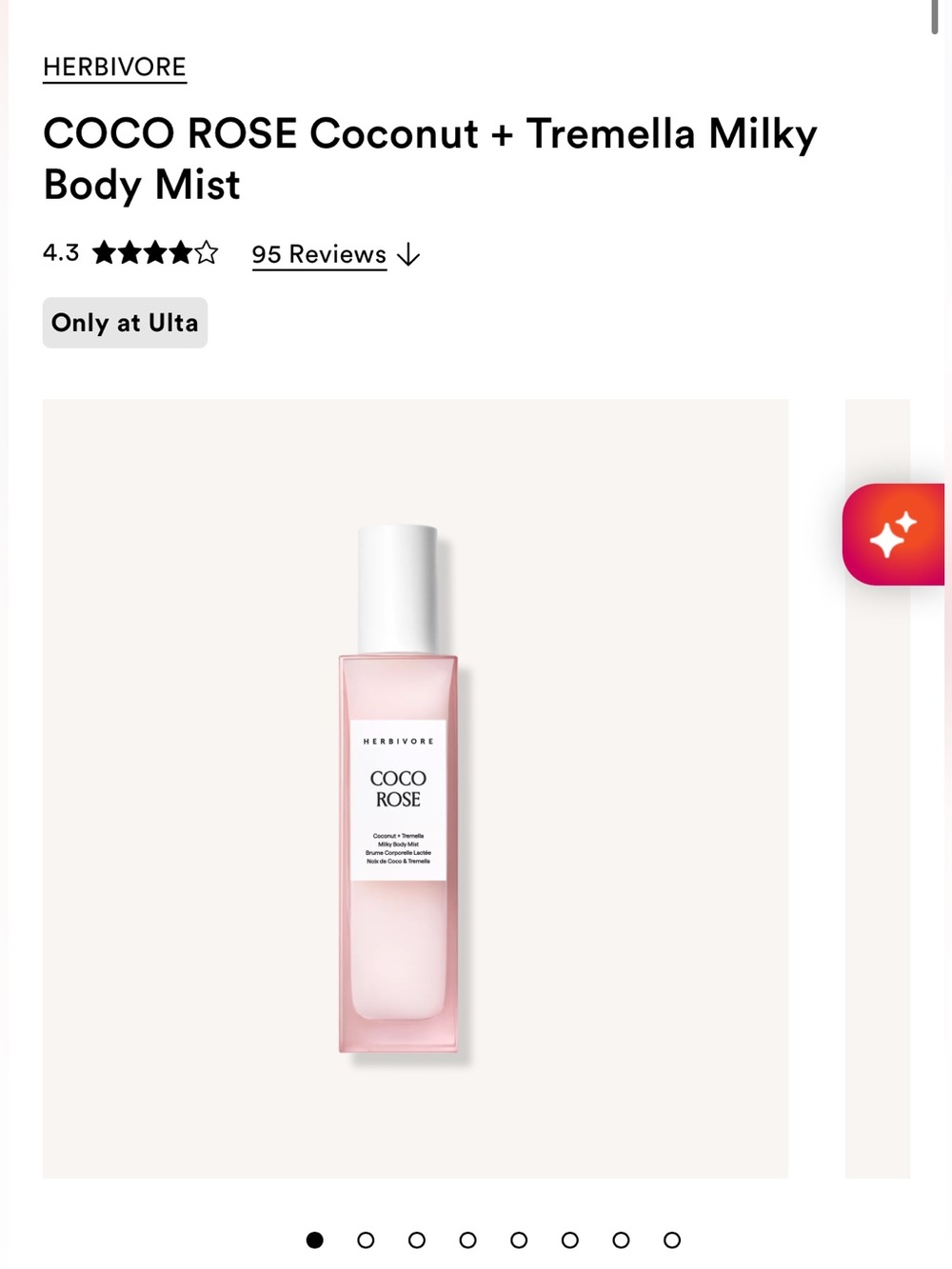 HERBIVORE COCO ROSE Coconut + Tremella Milky Body Mist, new!